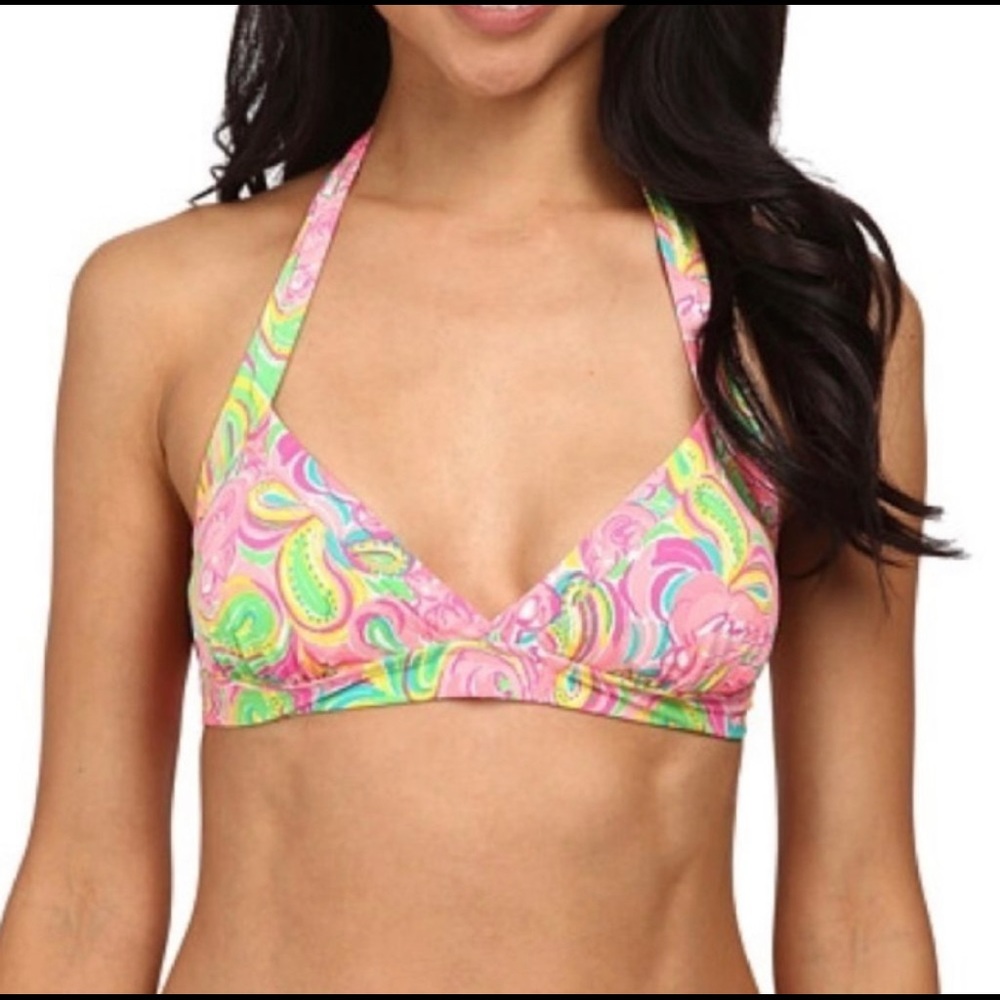 lilly pulitzer flamingo print bikini top size small